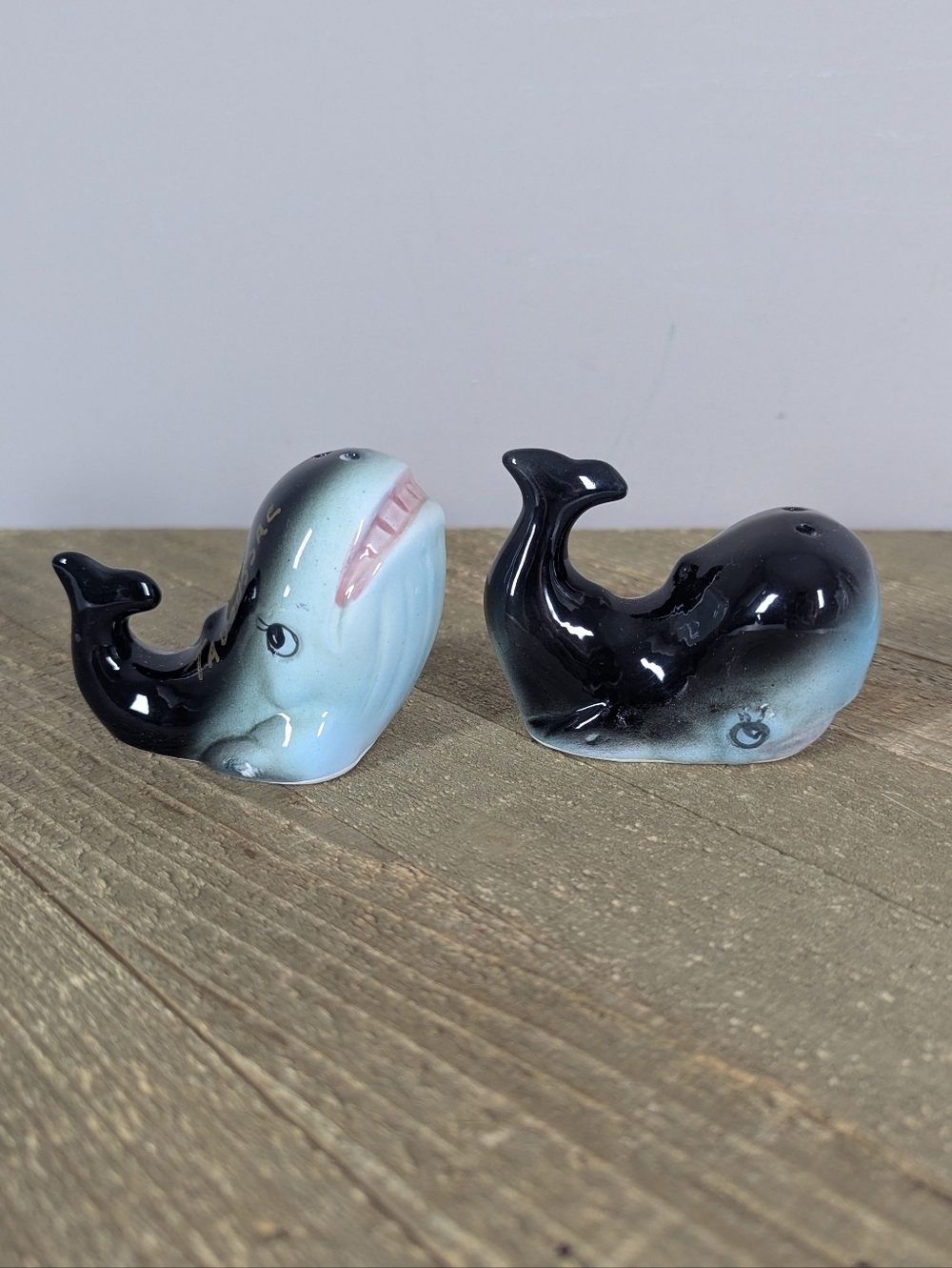 Vintage Tadoussac Quebec Whale Salt & Pepper Shakers Souvenir Set - Picture 5 of 8